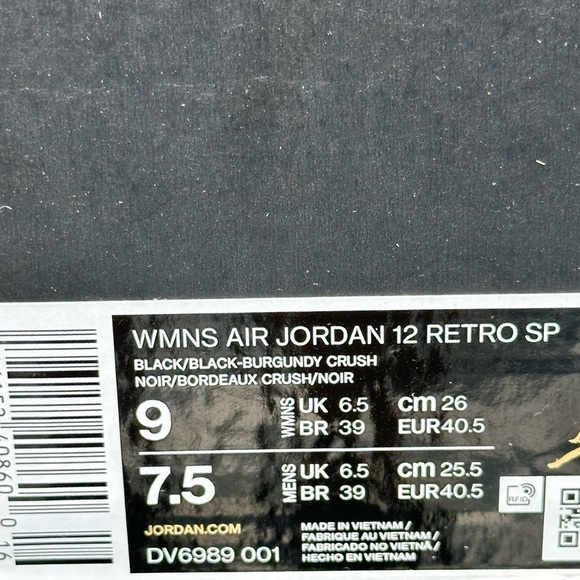 NEW Nike Air Jordan 12 Retro "A Ma Maniere" (Black / Burgundy Crush) - Picture 12 of 12